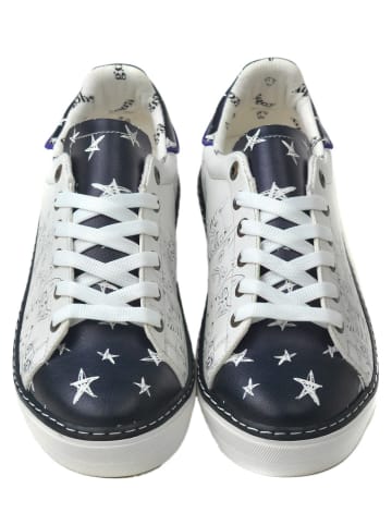 Goby Leder-Sneakers in Weiß/ Dunkelblau