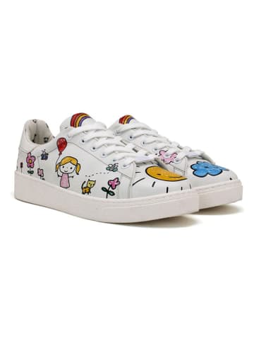 Goby Skórzane sneakersy w kolorze białym ze wzorem