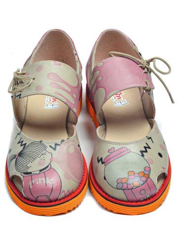 Goby Skórzane półsandały w kolorze jasnoróżowo-szarym