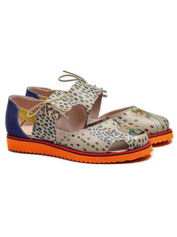 Goby Leder-Halbsandalen in Blau/ Grau