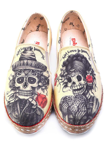 Goby Slippersy w kolorze beżowo-granatowym