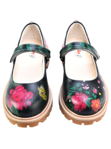 Goby Leder-Ballerinas in Schwarz/ Bunt