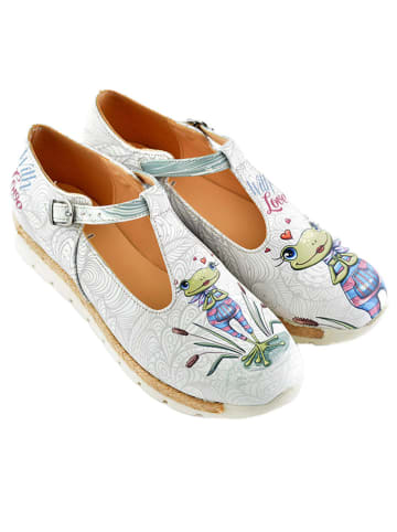 Goby Leren ballerina's wit/grijs