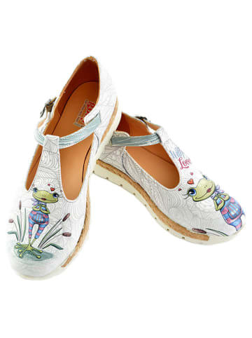 Goby Leren ballerina's wit/grijs