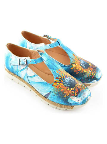 Goby Leder-Halbsandalen in Hellblau