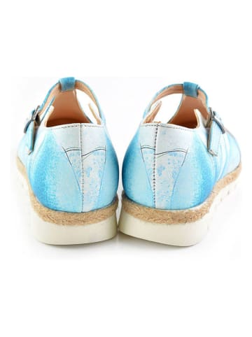 Goby Leren enkelsandalen lichtblauw