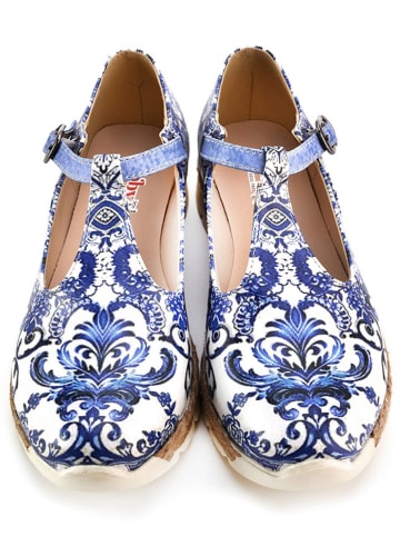 Goby Skórzane baleriny w kolorze niebieskim