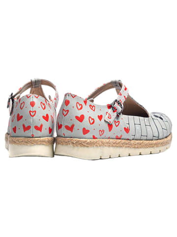 Goby Leder-Ballerinas in Rot/ Grau