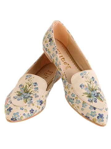 Goby Leder-Mokassins in Beige/ Hellblau