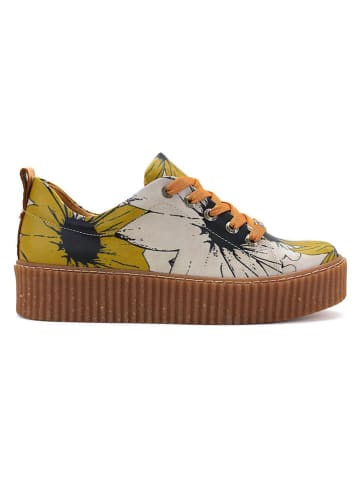 Goby Skórzane sneakersy w kolorze beżowo-żółtym