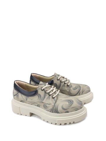 Goby Schnürschuhe in Beige/ Dunkelblau