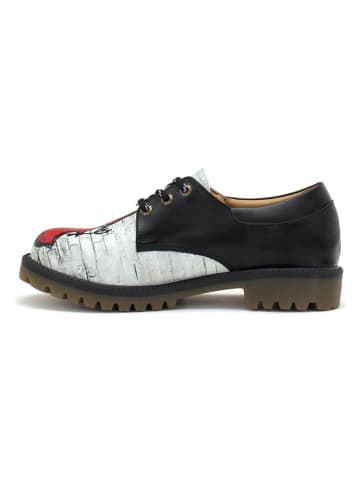 Goby Leren veterschoenen zwart/wit/rood