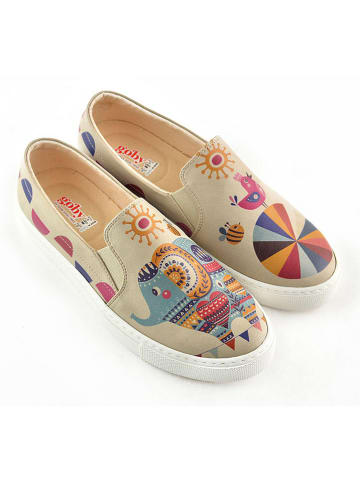 Goby Slipper in Beige/ Bunt