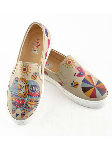 Goby Slipper in Beige/ Bunt