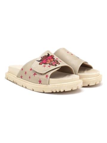 Goby Leren slippers beige