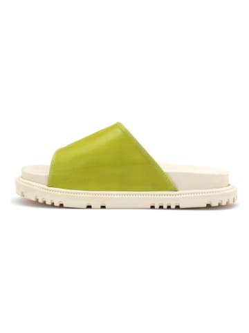 Goby Leren slippers beige/rood/groen