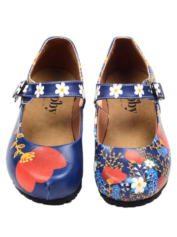 Goby Leren ballerina's donkerblauw/meerkleurig