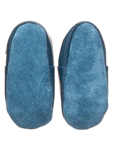 lamino Leren kruipschoenen donkerblauw