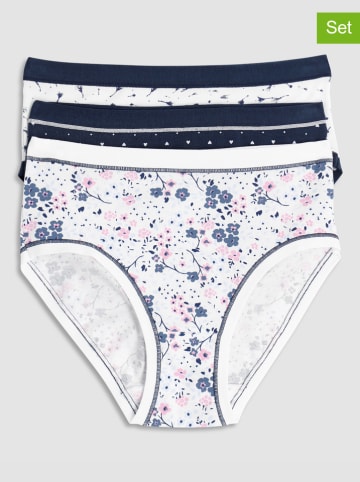 COTONELLA 3er-Set: Slips in Dunkelblau/ Weiß