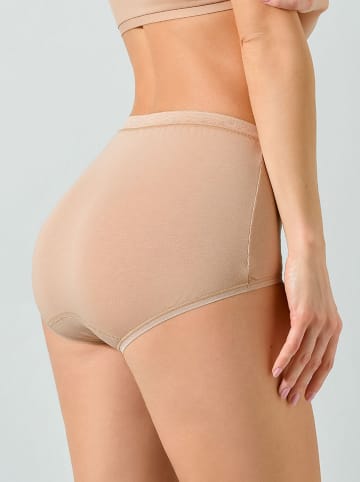 COTONELLA Pełne figi high waist w kolorze beżowym