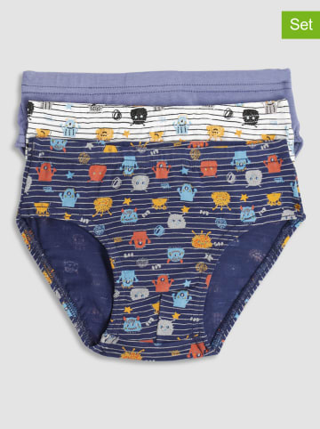 COTONELLA 3er-Set: Slips in Blau/ Weiß/ Dunkelblau