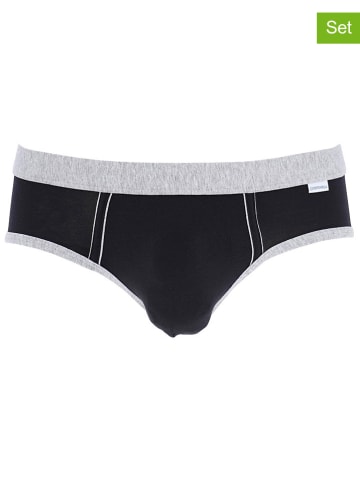 COTONELLA 2er-Set: Slips in Grau/ Blau/ Schwarz