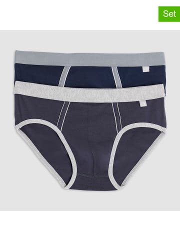 COTONELLA 2er-Set: Slips in Dunkelblau/ Grau