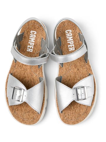 Camper Leren sandalen zilverkleurig