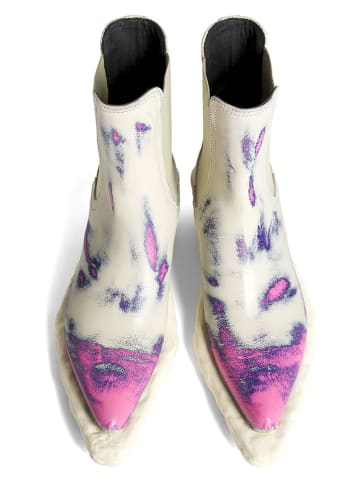 Camper Leder-Chelsea-Boots in Creme/ Lila/ Dunkelblau