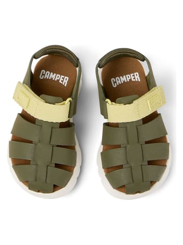 Camper Skórzane półsandały "Oruga" w kolorze khaki