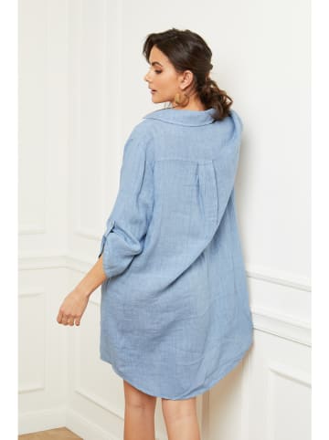 Fleur de Lin Linnen jurk "Basta" blauw