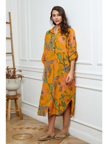 Fleur de Lin Leinen-Kleid in Orange