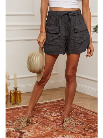 Fleur de Lin Leinen-Shorts "Boristo" in Anthrazit