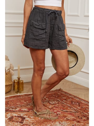 Fleur de Lin Leinen-Shorts "Boristo" in Anthrazit