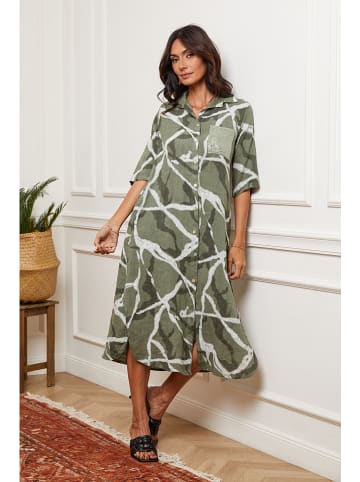 Joséfine Lniana sukienka w kolorze khaki