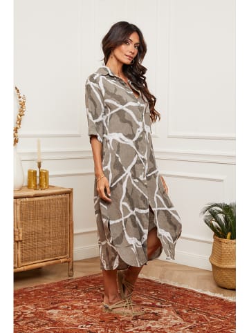 Joséfine Linnen jurk olijfgroen