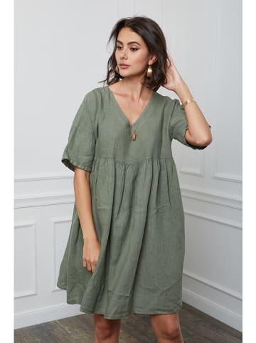 Fleur de Lin Linnen jurk "Etsy" kaki