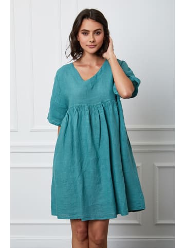Fleur de Lin Lniana sukienka "Etsy" w kolorze turkusowym