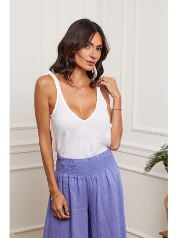 Fleur de Lin Lniany top "Filiale" w kolorze białym