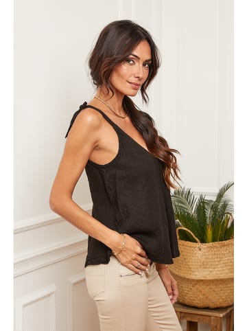 Fleur de Lin Leinen-Top "Filiale" in Schwarz