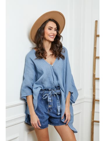Fleur de Lin Leinen-Bluse in Hellblau