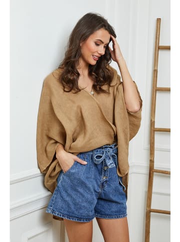 Fleur de Lin Lniana bluzka w kolorze jasnobrązowym