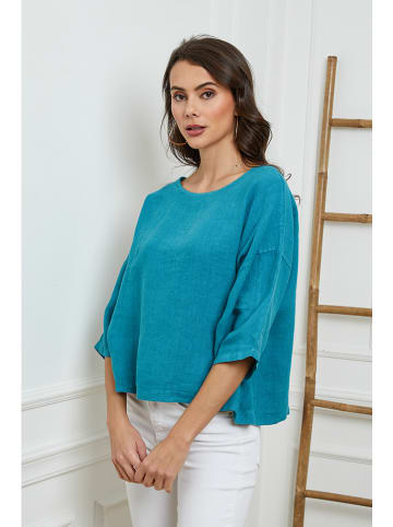 Fleur de Lin Linnen blouse turquoise