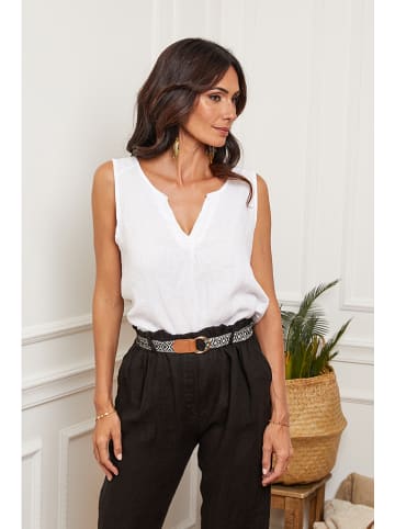 Fleur de Lin Leinen-Top "Harley" in Weiß