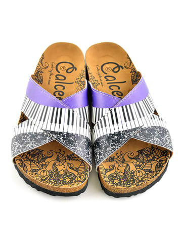 Calceo Slippers paars/wit/zwart