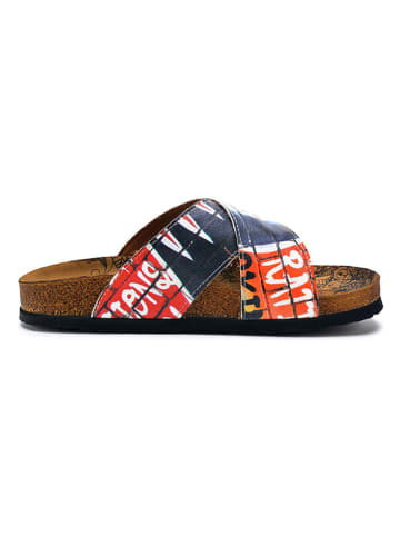 Calceo Pantoletten in Weiß/ Rot