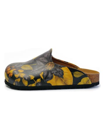 Calceo Clogs in Schwarz/ Gelb