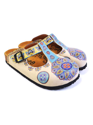 Calceo Clogs in Beige/ Bunt