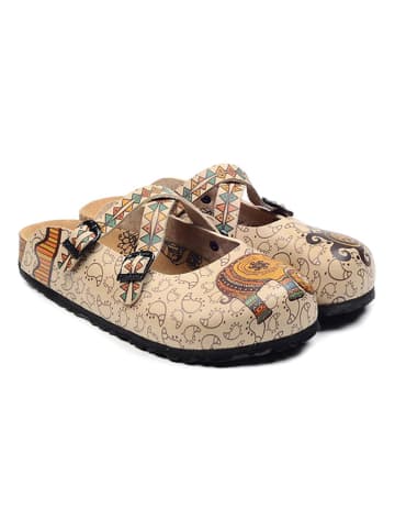 Calceo Clogs in Beige/ Bunt