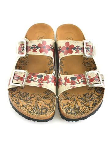 Calceo Slippers beige/rood